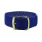 HNS 22MM Blue Perlon Braided Woven Watch Strap With Gold Brushed Stainless Steel Buckle