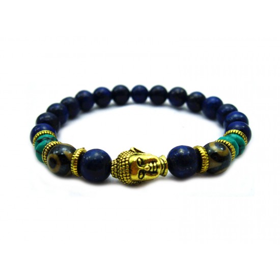 Lapiz lazuli stone beads Jewelry Sets Gold Buddha Men Black Yoga Bracelet