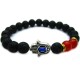 Lava Stone Hamsa Bracelet Antique Silver Hamsa Blue Evil Eye Jewelry Men Bracelet