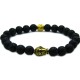 Beaded Energy Lava Stone Antique Golden Buddha Men's Bracelet