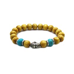Beaded Buddha Meditation Wood Men's Bracelet