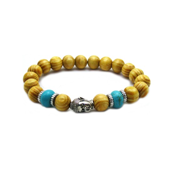 Beaded Buddha Meditation Wood Men's Bracelet