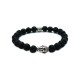 Beaded Energy Lava Stone Antique Silver Buddha Men's Bracelet