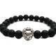 Matte Agate Stone Beads Antique Silver Liao Head Bracelet