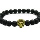 Matte Agate Stone Beads Antique Gold Liao Head Bracelet