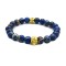 Blue Sea Sediment Stone Bead with Bronze Gold Skull Bracelet