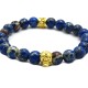 Blue Sea Sediment Stone Bead with Bronze Gold Skull Bracelet