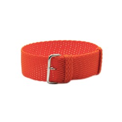 HNS Orange Perlon Braided Woven Strap With Brushed Stainless Steel Buckle