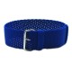 HNS Blue Perlon Braided Woven Strap With Brushed Stainless Steel Buckle