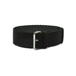 HNS Dark Brown Perlon Braided Woven Strap With Brushed Stainless Steel Buckle