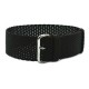 HNS Dark Brown Perlon Braided Woven Strap With Brushed Stainless Steel Buckle