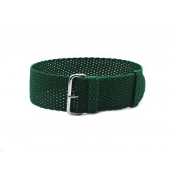 HNS Green Perlon  Braided Woven Strap With Brushed Stainless Steel Buckle