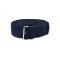 HNS Navy Perlon Braided Woven Strap With Brushed Stainless Steel Buckle