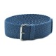 HNS Grey Blue Perlon Braided Woven Strap With Brushed Stainless Steel Buckle