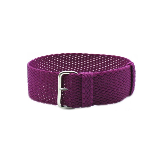 HNS Purple Perlon Braided Woven Strap With Brushed Stainless Steel Buckle