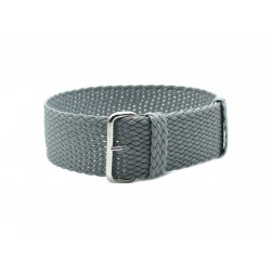 HNS Grey Perlon  Braided Woven Strap With Brushed Stainless Steel Buckle