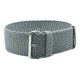 HNS Grey Perlon  Braided Woven Strap With Brushed Stainless Steel Buckle