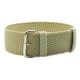 HNS Beige Perlon  Braided Woven Watch Strap With Brushed Stainless Steel Buckle