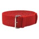 HNS Red Perlon Braided Woven Strap With Brushed Stainless Steel Buckle