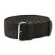 HNS Coffee Perlon Braided Woven Strap With Brushed Stainless Steel Buckle