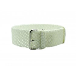 HNS White Perlon Braided Woven Strap With Brushed Stainless Steel Buckle