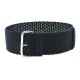 HNS Charcoal Perlon Braided Woven Strap With Brushed Stainless Steel Buckle