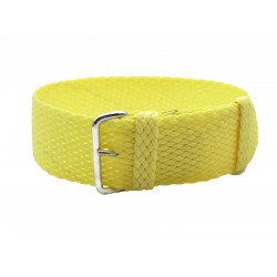 HNS Light Yellow Perlon Braided Woven Strap With Brushed Stainless Steel Buckle