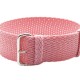 HNS Pink Perlon Braided Woven Watch Strap With Brushed Stainless Steel Buckle