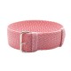 HNS Pink Perlon Braided Woven Watch Strap With Brushed Stainless Steel Buckle