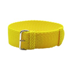 HNS Yellow Perlon Braided Woven Strap With Brushed Stainless Steel Buckle