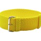 HNS Yellow Perlon Braided Woven Strap With Brushed Stainless Steel Buckle