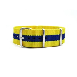 HNS Sweden Flag Yellow & Blue Strip Heavy Duty Ballistic Nylon Watch Strap With Polished Stainless Steel Buckle