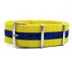 HNS Sweden Flag Yellow & Blue Strip Heavy Duty Ballistic Nylon Watch Strap With Polished Stainless Steel Buckle