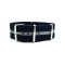 HNS Navy & Grey Strip Heavy Duty Ballistic Nylon Watch Strap With Polished Stainless Steel Buckle