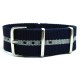 HNS Navy & Grey Strip Heavy Duty Ballistic Nylon Watch Strap With Polished Stainless Steel Buckle