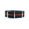 HNS Dark Grey & Orange Strip Heavy Duty Ballistic Nylon Watch Strap With Polished Stainless Steel Buckle
