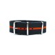 HNS Dark Grey & Orange Strip Heavy Duty Ballistic Nylon Watch Strap With Polished Stainless Steel Buckle
