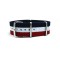 HNS France Flag Red White Blue Strip Heavy Duty Ballistic Nylon Watch Strap With Polished Stainless Steel Buckle