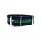 HNS Navy Blue & Green Strip Heavy Duty Ballistic Nylon Watch Strap With Polished Stainless Steel Buckle