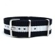 HNS Navy & White Strip Heavy Duty Ballistic Nylon Watch Strap With Polished Stainless Steel Buckle