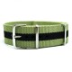 HNS Dark Khaki & Black Strip Heavy Duty Ballistic Nylon  Watch Strap With Polished Stainless Steel Buckle