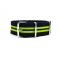 HNS Navy & Yellow Strip Heavy Duty Ballistic Nylon Watch Strap With Polished Stainless Steel Buckle