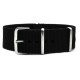 HNS Black Heavy Duty Ballistic Nylon Watch Strap With Polished Stainless Steel Buckle