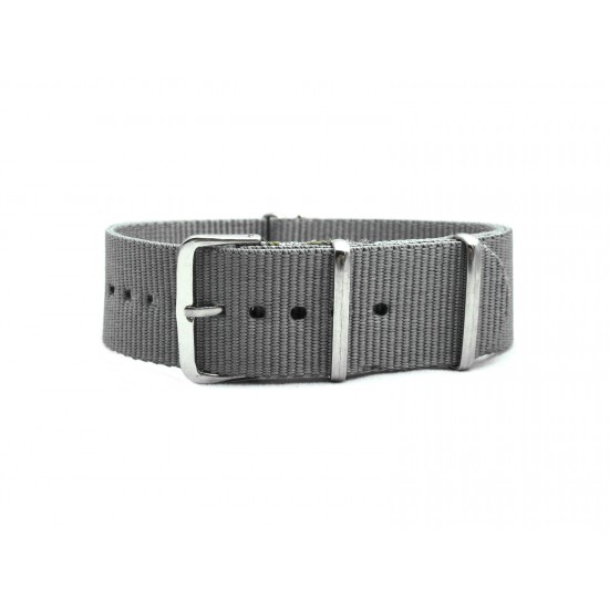 HNS Grey Heavy Duty Ballistic Nylon Watch Strap With Polished Stainless Steel Buckle