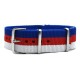 HNS Blue & Red & White Strip Heavy Duty Ballistic Nylon Watch Strap With Polished Stainless Steel Buckle