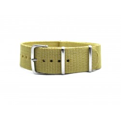 HNS Khaki Heavy Duty Ballistic Nylon Watch Strap With Polished Stainless Steel Buckle