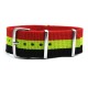 HNS Belgium Flag Red Yellow Black Strip Heavy Duty Ballistic Nylon Watch Strap With Polished Stainless Steel Buckle
