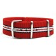 HNS Red Navy White Red Strip Heavy Duty Ballistic Nylon Watch Strap With Polished Stainless Steel Buckle