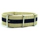 HNS Beige & Navy Strip Heavy Duty Ballistic Nylon Watch Strap With Polished Stainless Steel Buckle