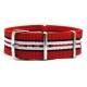 HNS Red Black White Red Strip Heavy Duty Ballistic Nylon Watch Strap With Polished Stainless Steel Buckle